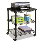 Desk Side Wire Machine Stand, Metal, 3 Shelves, 200 lb Capacity, 24" x 20" x 27", Black