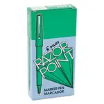 Razor Point Fine Line Porous Point Pen, Stick, Extra-Fine 0.3 mm, Green Ink, Green Barrel, Dozen