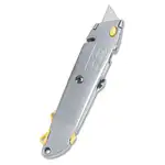Quick-Change Utility Knife with Twine Cutter and (3) Retractable Blades, 6" Metal Handle, Gray, 6/Box