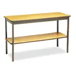 Utility Table with Bottom Shelf, Rectangular, 48w x 18d x 30h, Oak/Brown