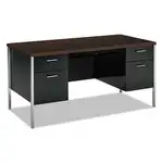 34000 Series Double Pedestal Desk, 60" x 30" x 29.5", Mocha/Black