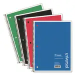 Wirebound Notebook, 1-Subject, Wide/Legal Rule, Assorted Cover Colors, (70) 10.5 x 8 Sheets, 4/Pack