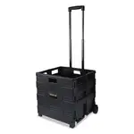 Collapsible Mobile Storage Crate, Plastic, 18.25 x 15 x 18.25 to 39.37, Black