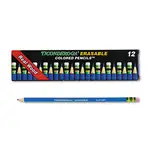 Erasable Colored Pencils, 2.6 mm, 2B, Blue Lead, Blue Barrel, Dozen