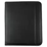 Leather Textured Zippered PadFolio with Tablet Pocket, 10 3/4 x 13 1/8, Black