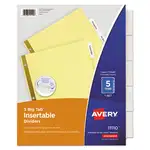 Insertable Big Tab Dividers, 5-Tab, Double-Sided Gold Edge Reinforcing, 11 x 8.5, Buff, Clear Tabs, 1 Set