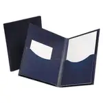 Poly Double Stuff Gusseted 2-Pocket Folder, 200-Sheet Capacity, 11 x 8.5, Navy