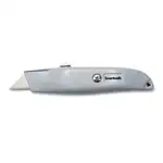 Retractable Metal Utility Knife, Retractable, 6" Die-Cast Handle, Gray