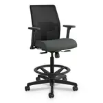 Ignition 2.0 Ilira-Stretch Mesh Back Task Stool, Supports 300 lb, 23" to 32" Seat Height, Iron Ore Seat, Black Back/Base