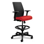 Ignition 2.0 Ilira-Stretch Mesh Back Task Stool, Supports Up to 300 lb, 23" to 32" Seat Height, Ruby Seat, Black Back/Base