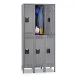 Double Tier Locker with Legs, Triple Stack, 36w x 18d x 78h, Medium Gray