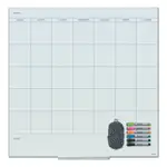 Floating Glass Dry Erase Undated One Month Calendar, 35 x 35, White