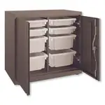 Flagship Storage Cabinet with 4 Small and 4 Medium Bins, 30w x 18d x 28h, Charcoal