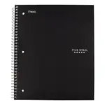 Wirebound Notebook with Two Pockets, 1-Subject, Medium/College Rule, Black Cover, (100) 11 x 8.5 Sheets