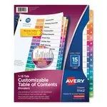 Customizable TOC Ready Index Multicolor Tab Dividers, 15-Tab, 1 to 15, 11 x 8.5, White, Traditional Color Tabs, 1 Set
