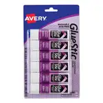 Permanent Glue Stic Value Pack, 0.26 oz, Applies Purple, Dries Clear, 6/Pack