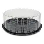 Plastic Cake Container, Shallow 9" Cake Container, 9" Diameter x 3.38"h, Clear/Black, 90/Carton