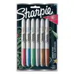 Metallic Fine Point Permanent Markers, Fine Bullet Tip, Blue-Green-Red, 6/Pack