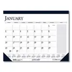 Recycled Two-Color Monthly Desk Pad Calendar with Notes Section, 22 x 17, Blue Binding/Corners, 12-Month (Jan-Dec): 2024