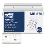 Premium Soft Xpress 3-Panel Multifold Hand Towels, 2-Ply, 9.13 x 9.5, White with Blue Leaf, 135/Packs, 16 Packs/Carton