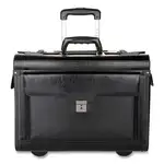 Catalog Case on Wheels, Fits Devices Up to 17.3", Leather, 19 x 9 x 15.5, Black