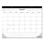 Desk Pad Calendar, 22 x 17, White/Black Sheets, Black Binding, Clear Corners, 12-Month (Jan to Dec): 2024