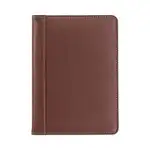 Contrast Stitch Leather Padfolio, 6.25w x 8.75h, Open Style, Brown