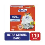 Ultra Strong Tall Kitchen and Trash Bags, 13 gal, 0.9 mil, 23.75" x 24.88", White, 110/Box