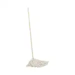 Handle/Deck Mops, #16 White Cotton Head, 48" Natural Wood Handle