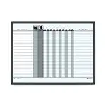Employee In/Out Board System, Up to 15 Employees, 24 x 18, Porcelain White/Gray Surface, Black Aluminum Frame