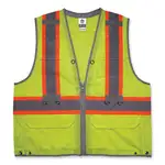 GloWear 8231TV Class 2 Hi-Vis Tool Tethering Safety Vest, Polyester, 2X-Large/3X-Large, Lime, Ships in 1-3 Business Days