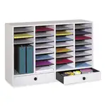 Wood Adjustable Literature Organizer, 32 Compartments, 39.25 x 11.75 x 25.25, Gray