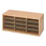 Wood/Corrugated Literature Organizer, 12 Compartments, 29 x 12 x 12, Medium Oak, Ships in 1-3 Business Days