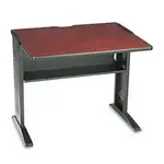 Computer Desk with Reversible Top, 35.5" x 28" x 30", Mahogany/Medium Oak/Black
