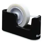 Heavy Duty Weighted Desktop Tape Dispenser with One Roll of Tape, 3" Core, ABS, Black