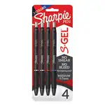 S-Gel High-Performance Gel Pen, Retractable, Medium 0.7 mm, Assorted Ink Colors, Black Barrel, 4/Pack