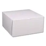 White One-Piece Non-Window Bakery Boxes, Standard, 12 x 12 x 6, White/Kraft, Paper, 50/Bundle