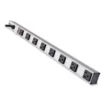 Vertical Power Strip, 8 Outlets, 15 ft Cord, Silver