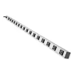 Vertical Power Strip, 16 Outlets, 15 ft Cord, Silver