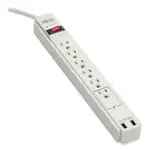 Protect It! Surge Protector, 6 AC Outlets/2 USB Ports, 6 ft Cord, 990 J, Cool Gray