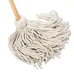 Handle/Deck Mops, #20 White Cotton Head, 54" Natural Wood Handle