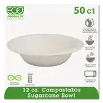 Renewable Sugarcane Bowls, 12 oz, Natural White, 50/Packs