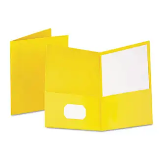 Twin-Pocket Folder, Embossed Leather Grain Paper, 0.5" Capacity, 11 x 8.5, Yellow, 25/Box
