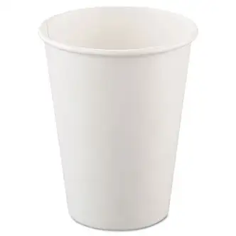 Single-Sided Poly Paper Hot Cups, 12 oz, White, 50/Bag, 20 Bags/Carton
