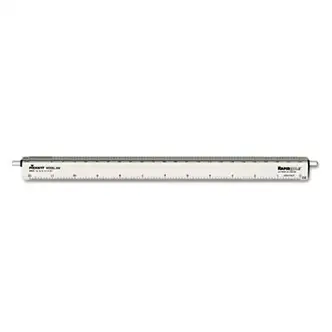 Adjustable Triangular Scale Aluminum Architects Ruler, 12" Long, Silver