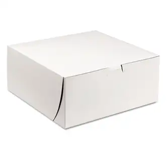 White One-Piece Non-Window Bakery Boxes, 9 x 9 x 4, White, Paper, 200/Carton