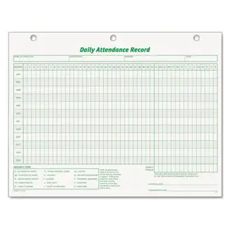 Daily Attendance Card, One-Part (No Copies), 11 x 8.5, 50 Forms Total