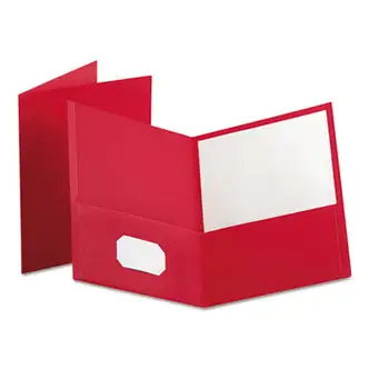 Twin-Pocket Folder, Embossed Leather Grain Paper, 0.5" Capacity, 11 x 8.5, Red, 25/Box