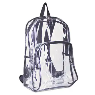 Backpack, PVC, 12.5 x 5.5 x 17.5, Clear/Black