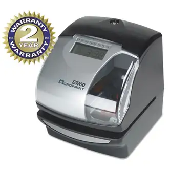 ES900 Atomic Electronic Payroll Recorder, Time Stamp and Numbering Machine, Digital Display, Black